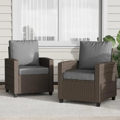 2 Pieces Patio Furniture Set Outdoor Wicker Chairs of 2 All Weather High Back Rattan Chairs 2-Seater with Comfy Cushions for Po