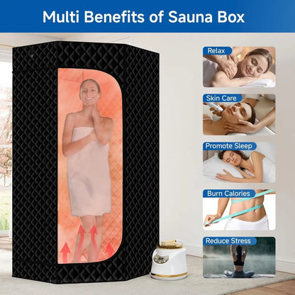 Foldable Personal Steam Sauna Tent with 3L 1500W Generator, Remote Control, 9 Heat Levels, 90 Min Timer, Black
