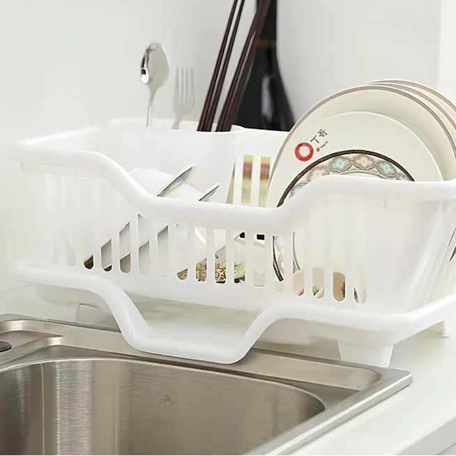 Kitchen Tableware Drainage Organizer Dish Storage Box Rack