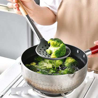 8Pcs Silicone Kitchenware Set Non-Stick Wooden Handle