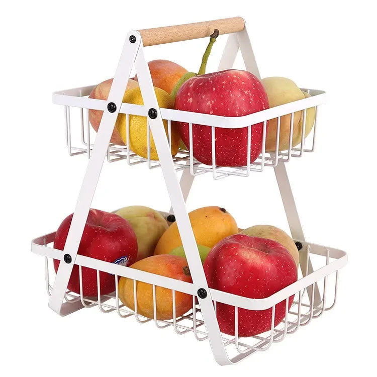 2 Tier Portable Fruit Bowle Basket for Kitchen Organizer Storage