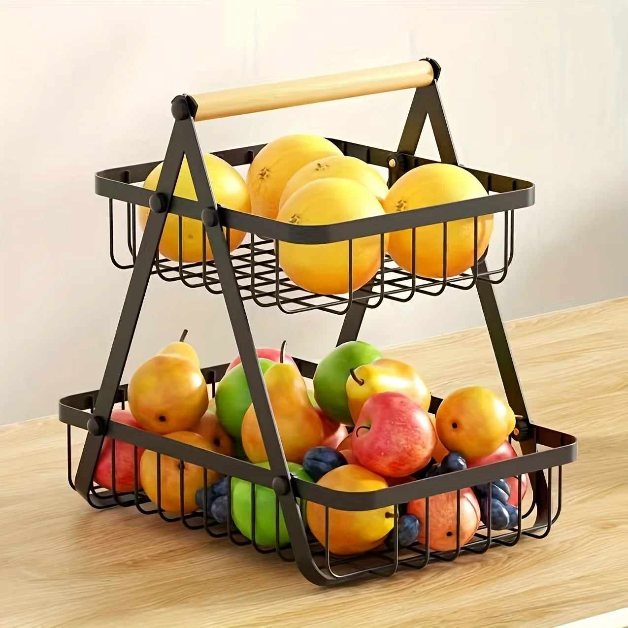 2 Tier Portable Fruit Bowle Basket for Kitchen Organizer Storage