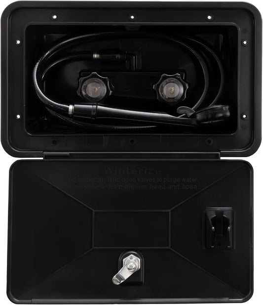 RV Exterior Shower Kit with Locking Cowboy Shower, 51" Hose & 2.5 GPM Head - UV-Resistant, Easy Install for Campers