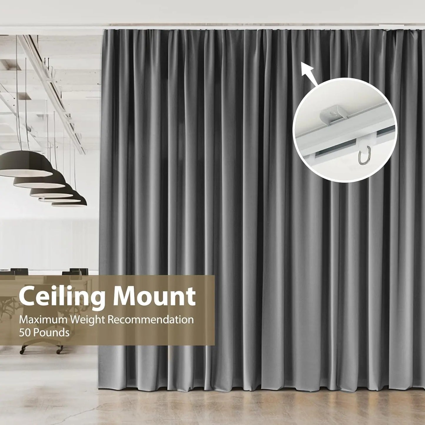 Heavy-Duty Ceiling Curtain Track, Wall Mounted, Sliding Rails for Room Divider and Shower, White 18ft