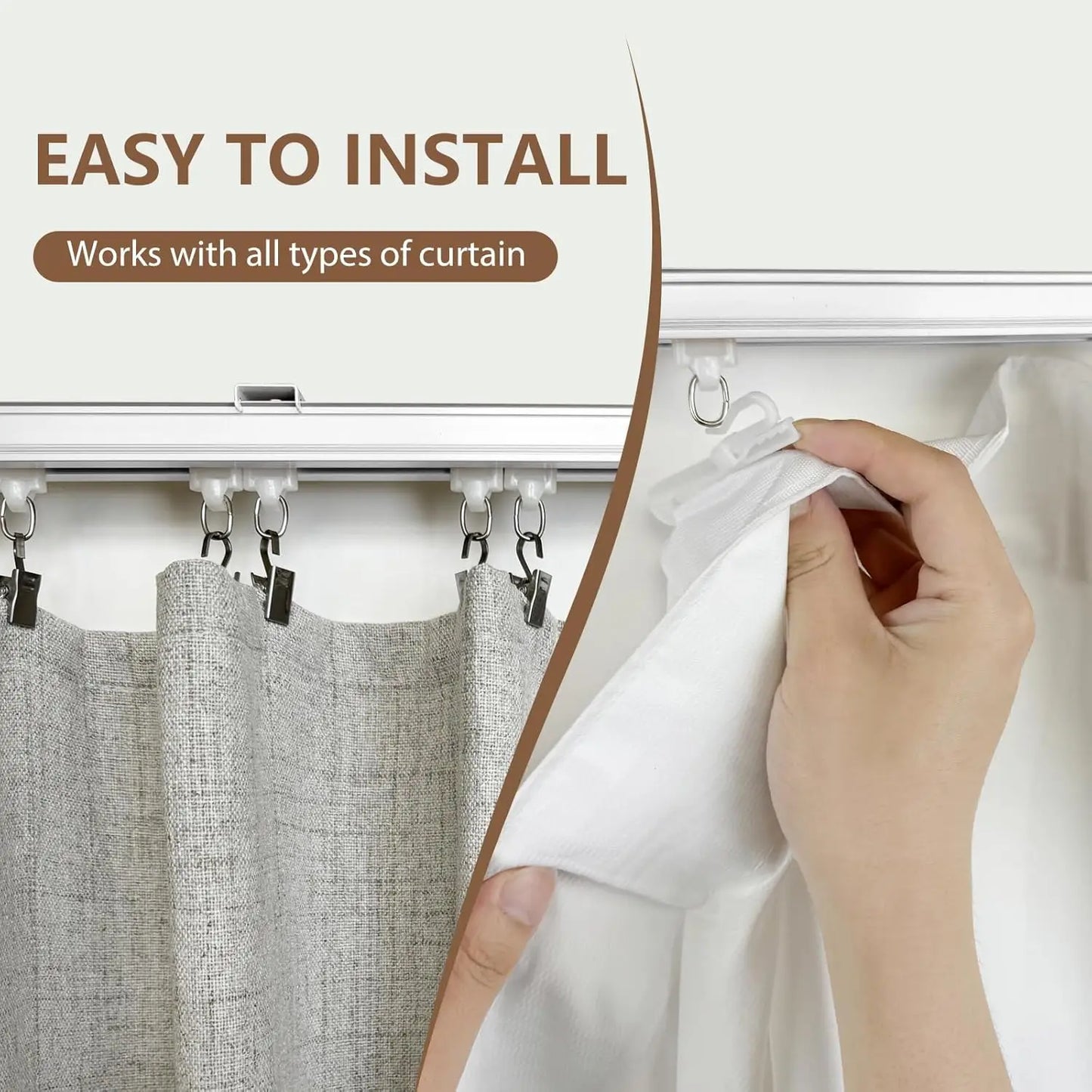 Heavy-Duty Ceiling Curtain Track, Wall Mounted, Sliding Rails for Room Divider and Shower, White 18ft
